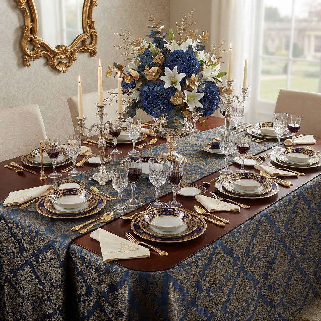 "Royal Cobalt & Gold" Dining Service (24 Pieces)