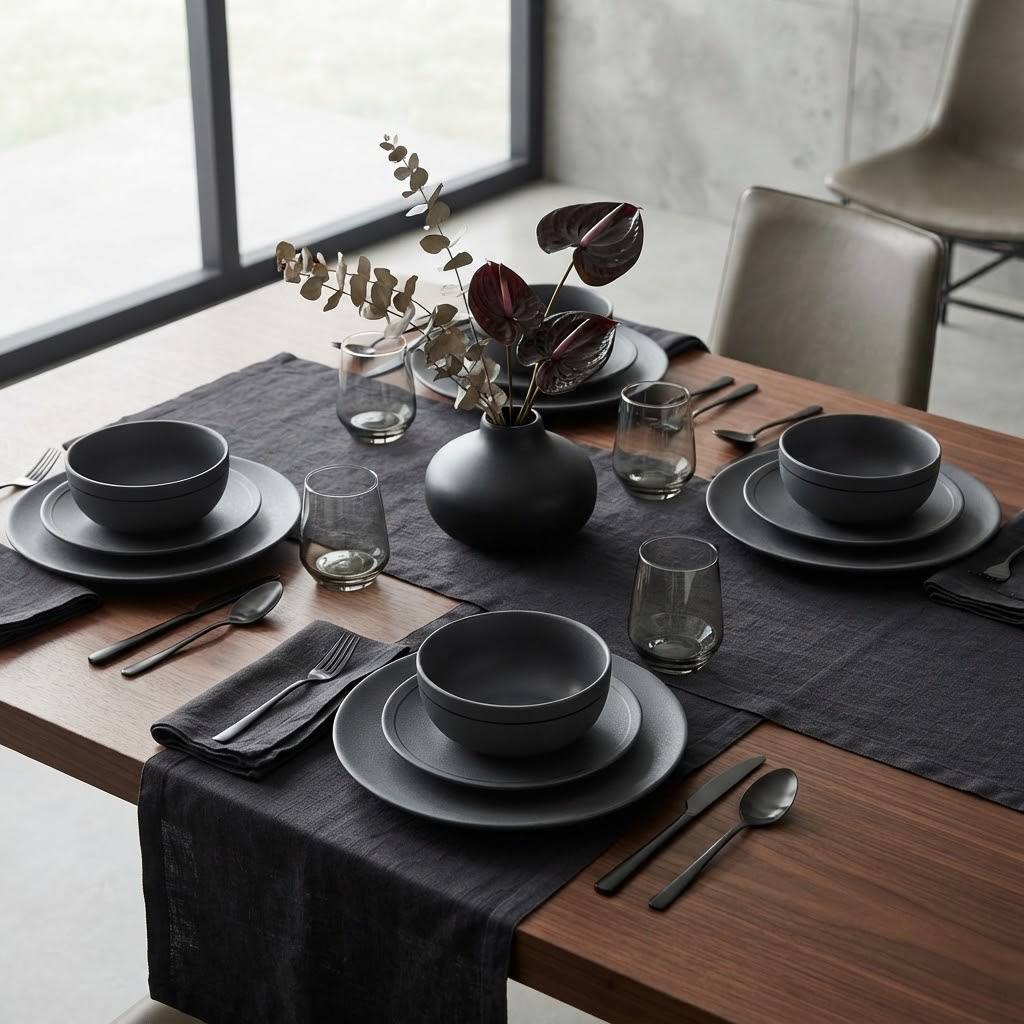 "Elysian Velvet Matte" Dinner Set (4-Person Service — 12 Pieces)