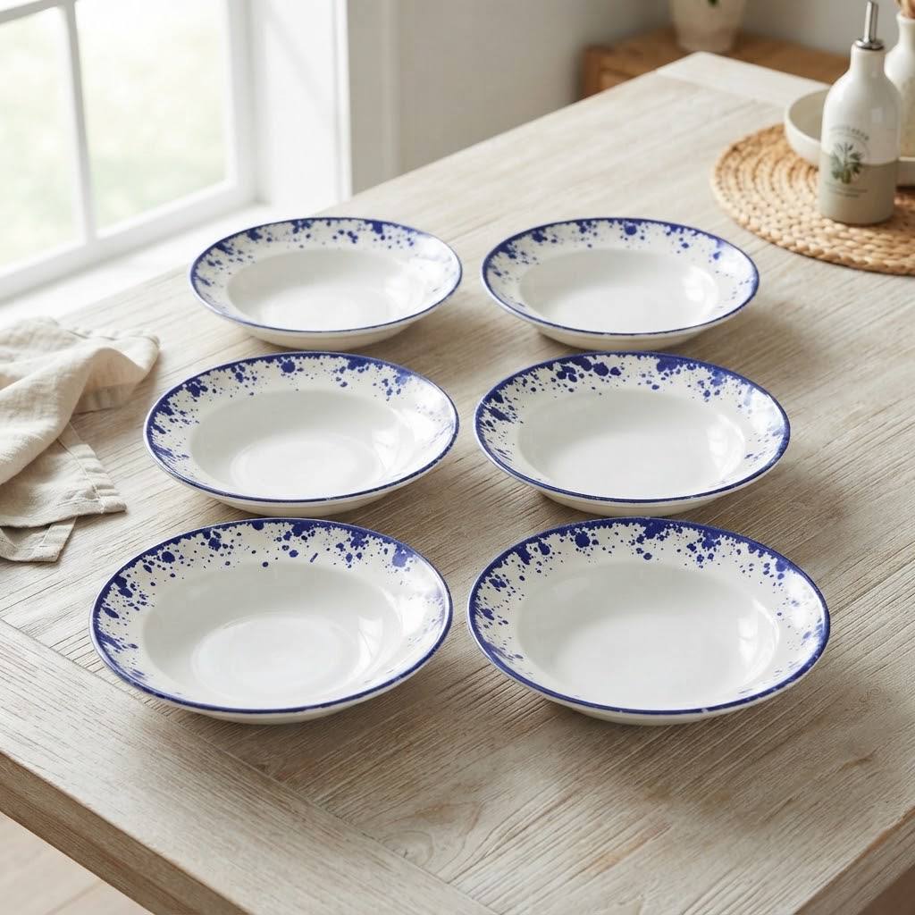 "Azure Coast" Pasta and Soup Bowl Set (6 Pieces)