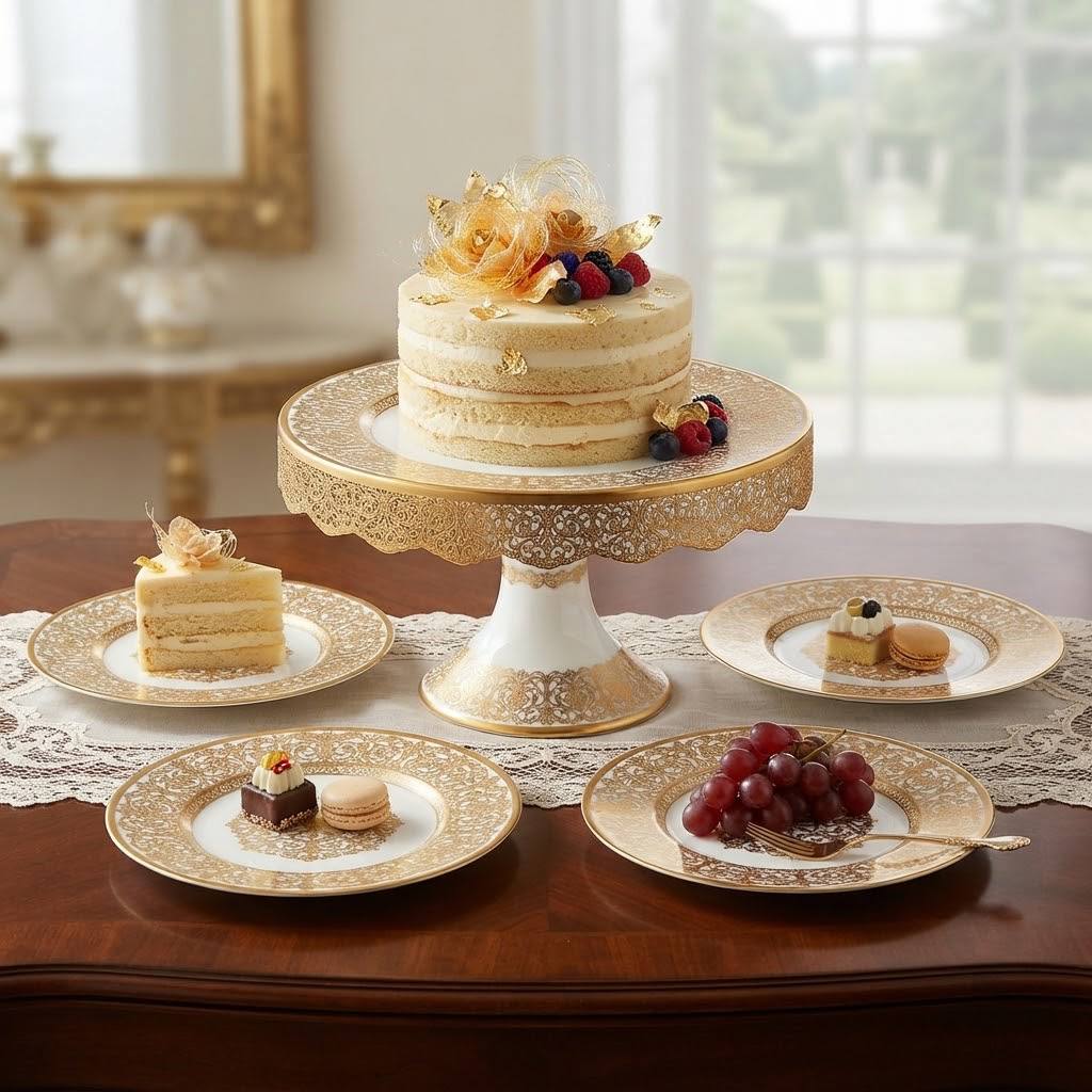 "Gilded Versailles" Dessert and Cake Stand Set (4 Pieces)